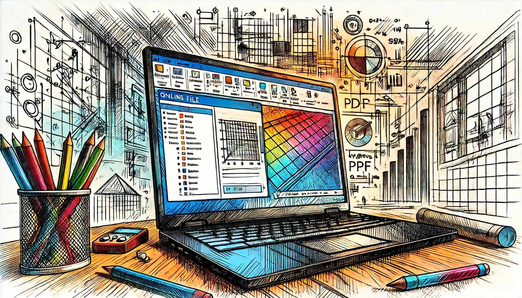 Laptop showing online software which can be used to convert DWG files