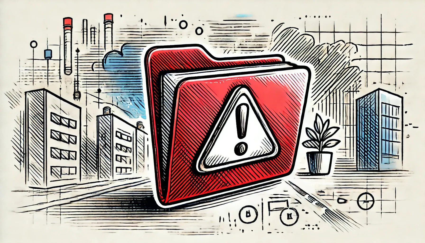 Illustration showing a large warning icon with an exclamation mark